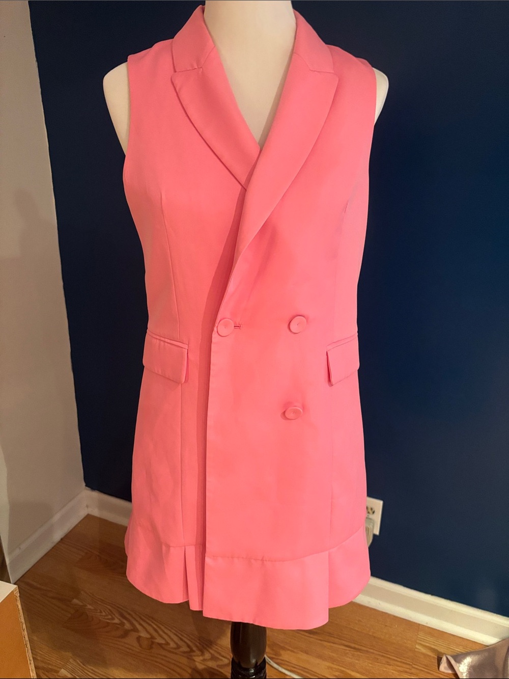 Anthropologie Coral Pink Sleeveless Double-Breasted Blazer Vest